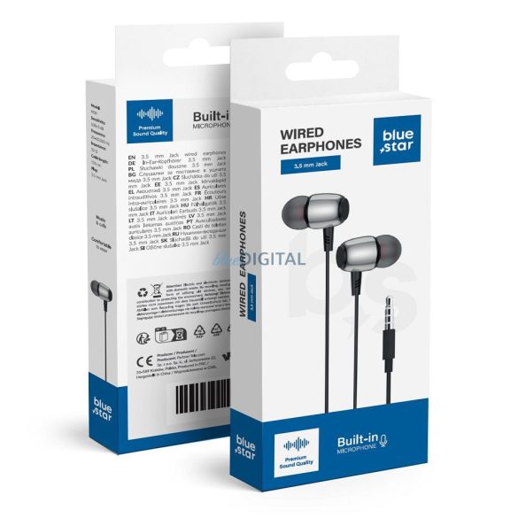 Blue Star M09 vezetékes fülhallgató mikrofonnal 3.5mm jack csatlakozóval - fekete