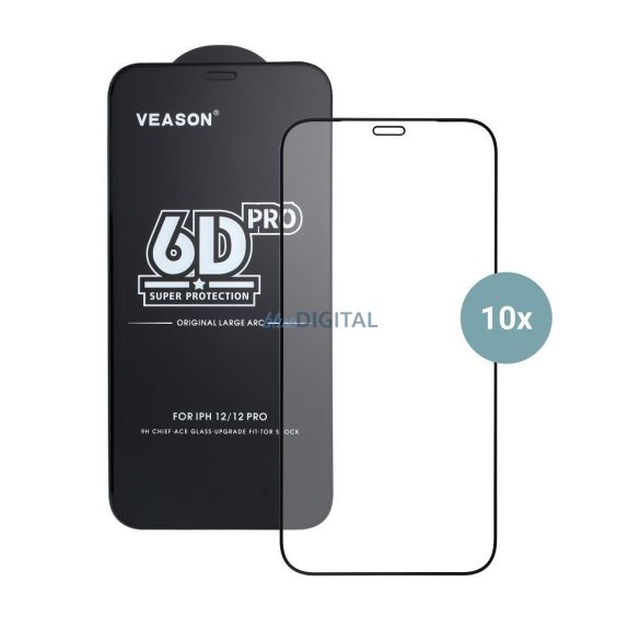 Veason 6D Pro edzett üveg fekete szegéllyel Xiaomi Redmi 13C 4G/5G / Poco C65 - 10 db