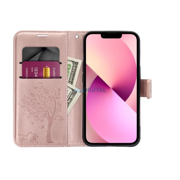 MEZZO könyvtok Samsung Galaxy A36 - rózsaarany szín "fa"