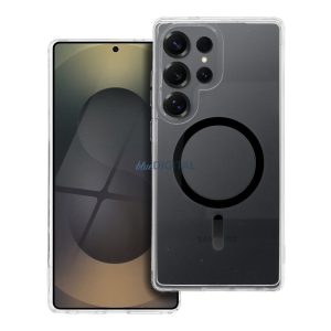 Drop Glue Colorful Ring MagSafe-kompatibilis tok Samsung Galaxy S25 Ultra - fekete-átlátszó