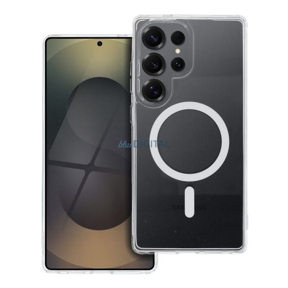 Drop Glue Colorful Ring MagSafe-kompatibilis tok Samsung Galaxy S25 Ultra - fehér