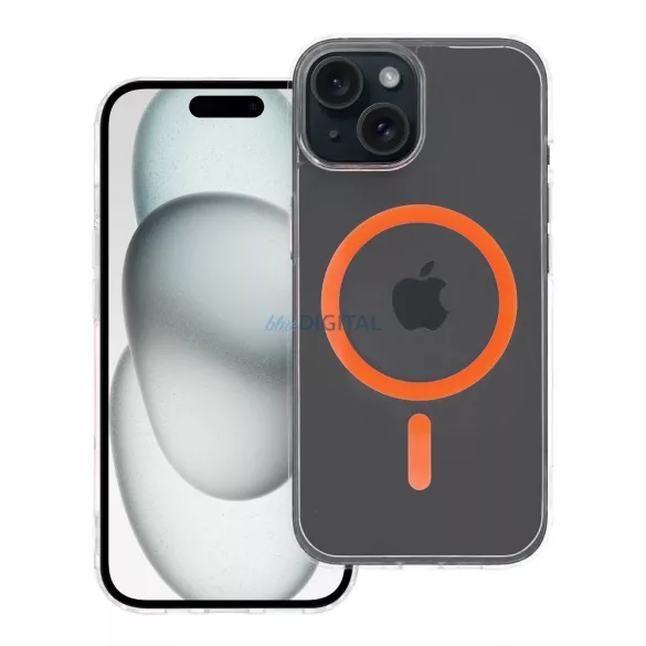 Drop Glue Colorful Ring MagSafe-kompatibilis tok iPhone 15 - narancssárga