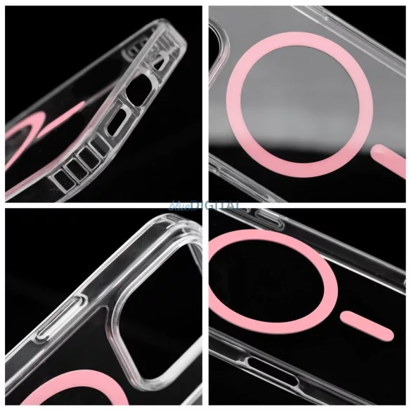 Drop Glue Colorful Ring MagSafe-kompatibilis tok iPhone 15 - rózsaszín