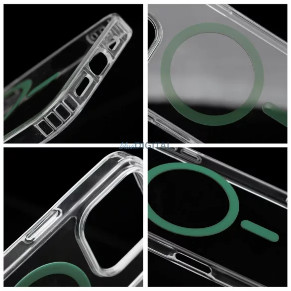 Drop Glue Colorful Ring MagSafe-kompatibilis tok iPhone 15 - sötétzöld