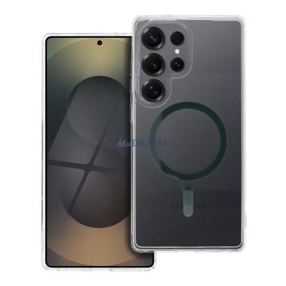 Drop Glue Colorful Ring MagSafe-kompatibilis tok Samsung Galaxy S25 Ultra - sötétzöld