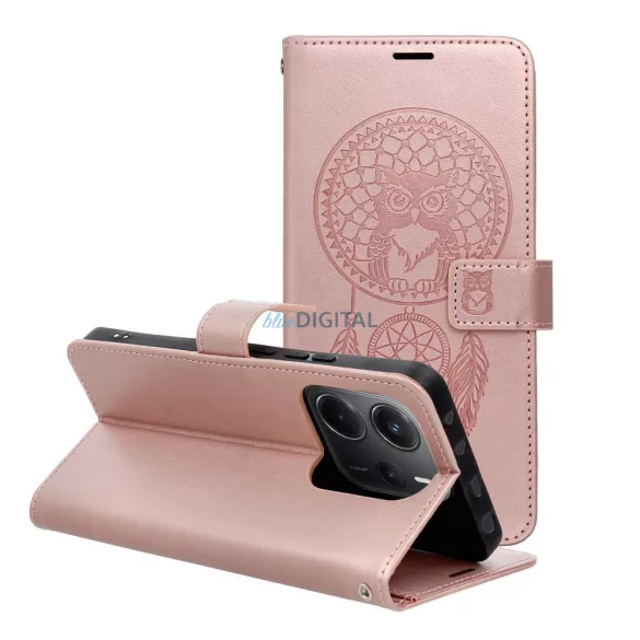 MEZZO könyvtok Xiaomi Redmi Note 14 5G - rózsaarany színű "álomfogó"