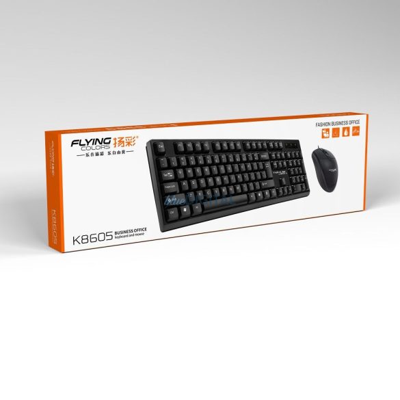Drótkészlet USB A billentyűzet QWERTY + egér K8605 U+U