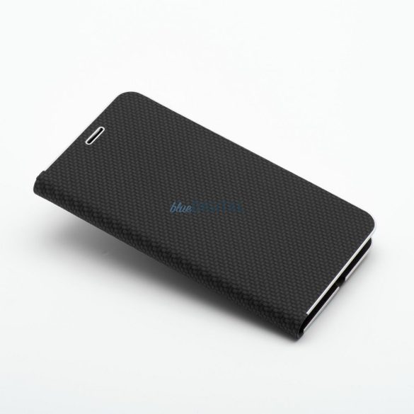 LUNA CARBON könyvtok iPhone 16e - fekete