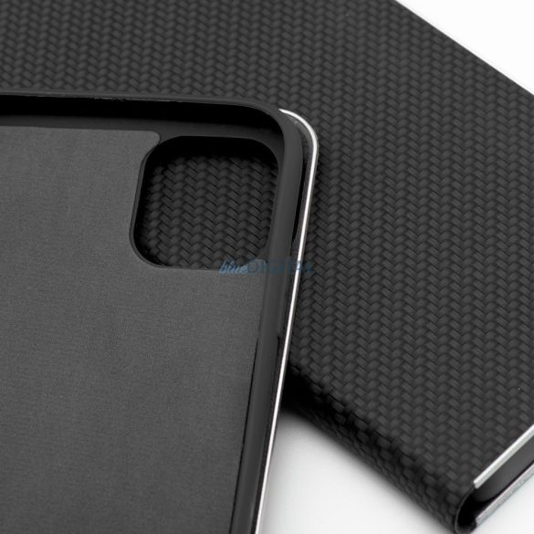 LUNA CARBON könyvtok iPhone 16e - fekete