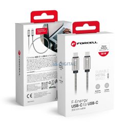   FORCELL F-ENERGY Fém C237 kábel Type-C Type-C PD QC4.0 3A 60W 2 m ezüst