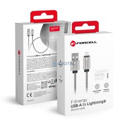   FORCELL F-ENERGY Metal C236 kábel USB-A - Lightning 2,4A 12W 2 m ezüst