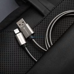  FORCELL F-ENERGY Metal C236 kábel USB-A - Lightning 2,4A 12W 2 m ezüst