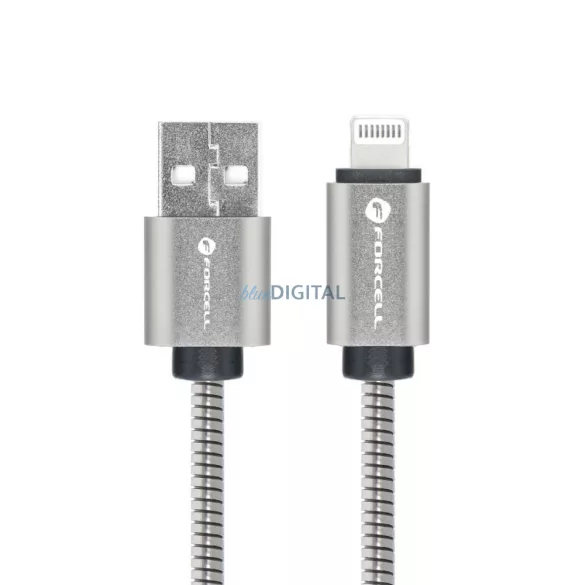 FORCELL F-ENERGY Metal C236 kábel USB-A - Lightning 2,4A 12W 2 m ezüst