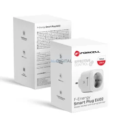   FORCELL F-ENERGY EU02 Smart Plug 230V és WiFi, programmer és Tuya/Amazon Alexa support - fehér