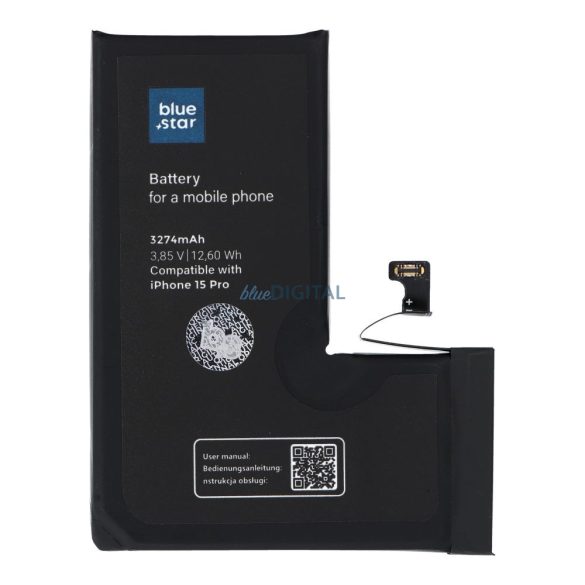 BLUE STAR HQ akkumulátor IPHONE 15 Pro készülékhez 3274 mAh