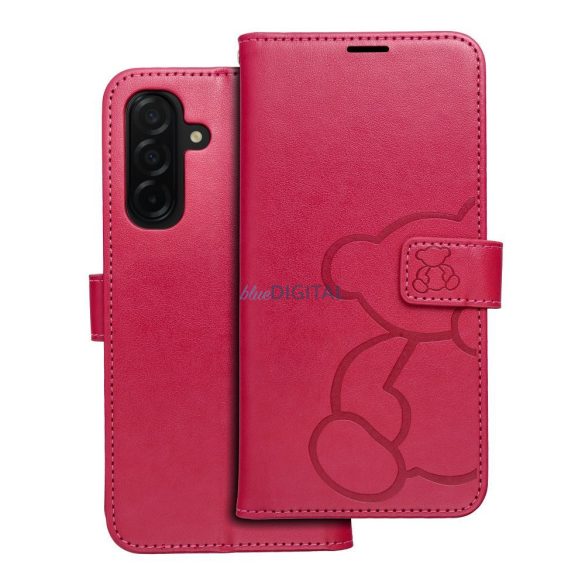 MEZZO könyvtok Samsung Galaxy A26 - élénk rózsaszín "maci"