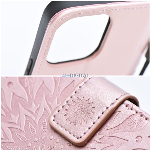 MEZZO könyvtok Xiaomi Redmi Note 14 4G - rózsaaranyszín "mandala"