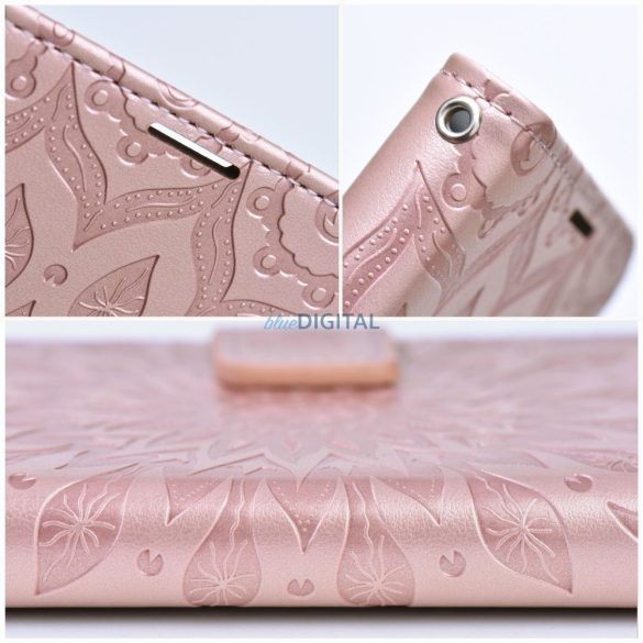 MEZZO könyvtok Xiaomi Redmi Note 14 4G - rózsaaranyszín "mandala"
