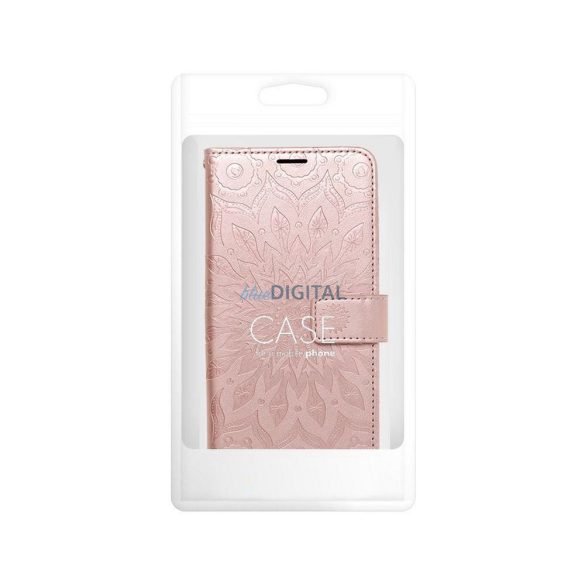 MEZZO könyvtok Xiaomi Redmi Note 14 4G - rózsaaranyszín "mandala"