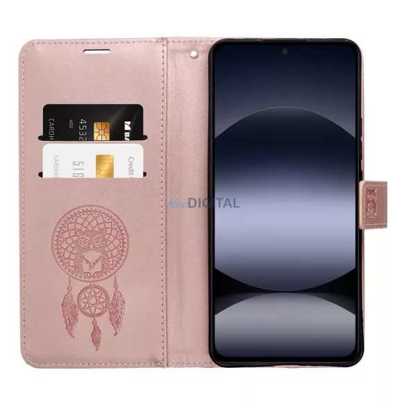 MEZZO könyvtok Xiaomi Redmi Note 14 4G - rózsaarany színű "álomfogó"