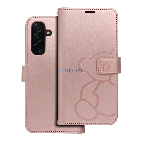 MEZZO könyvtok Samsung Galaxy A26 - rózsaarany szín "maci"