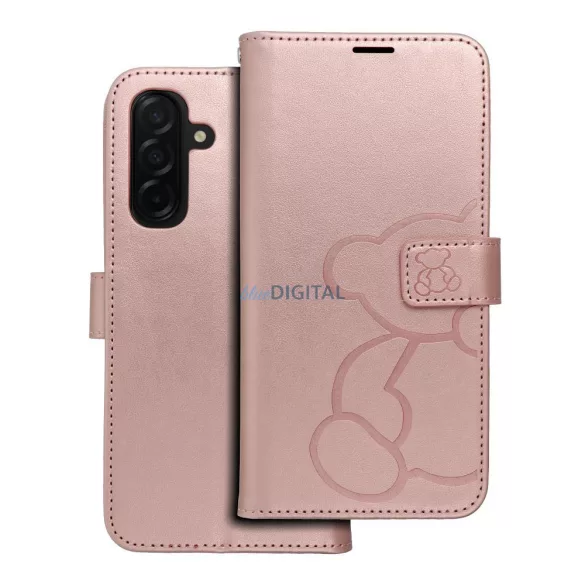 MEZZO könyvtok Samsung Galaxy A26 - rózsaarany szín "maci"