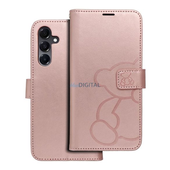 MEZZO könyvtok Samsung Galaxy A16 4G/5G - rózsaarany szín "maci"