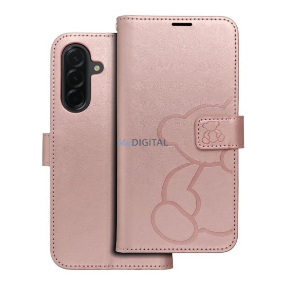 MEZZO könyvtok Samsung Galaxy A36 - rózsaarany szín "maci"