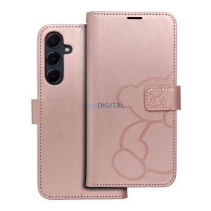 MEZZO könyvtok Samsung Galaxy A55 5G - rózsaarany szín "maci"