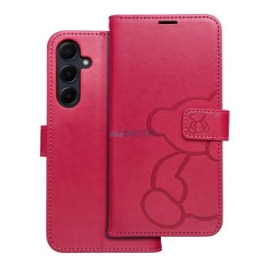 MEZZO könyvtok Samsung Galaxy A55 5G - élénk rózsaszín "maci"