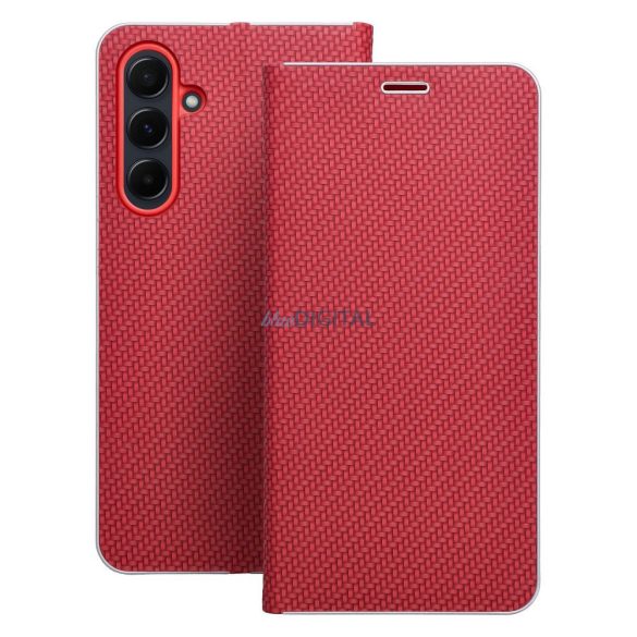 LUNA CARBON könyvtok Xiaomi Redmi Note 14 Pro 4G - piros