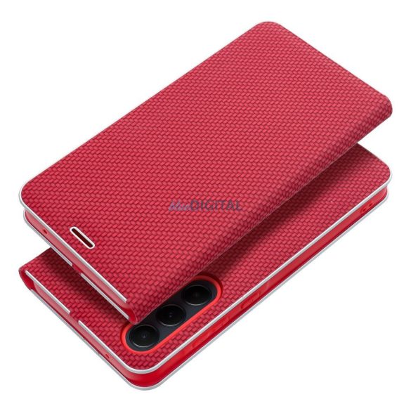 LUNA CARBON könyvtok Xiaomi Redmi Note 14 Pro 4G - piros