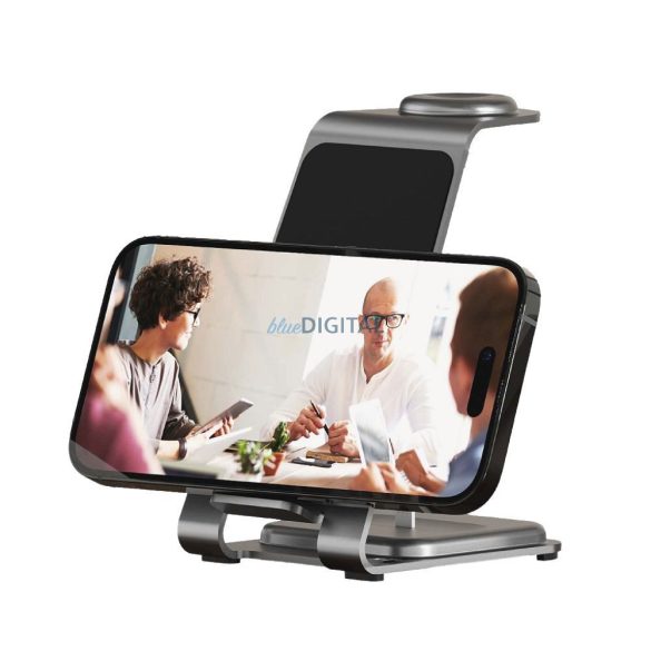 Forcell F-ENERGY Simply Charge 3in1 kompatibilis Apple Watch és Samsung Watch szürke órával