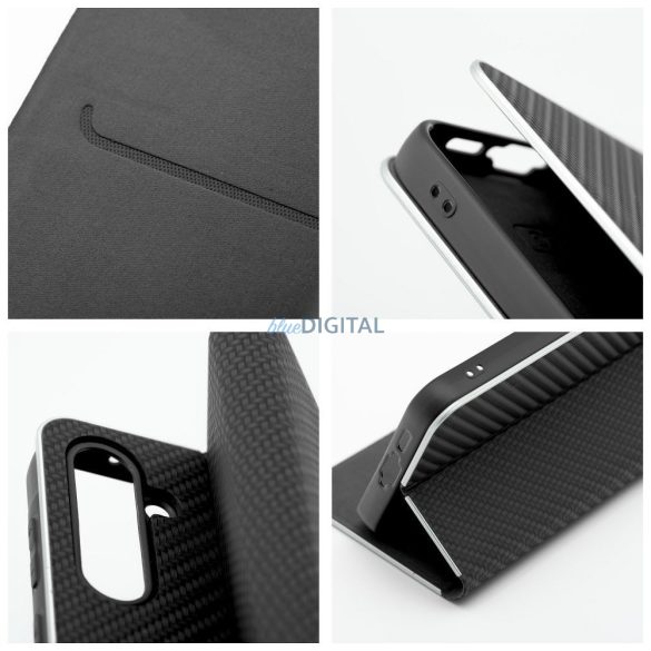 LUNA CARBON könyvtok Xiaomi Redmi Note 14 Pro 4G - fekete