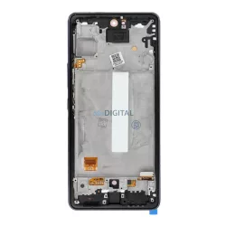   LCD kijelző SAMSUNG A53 A536 HARD OLED kijelzőhöz kerettel fekete - ALKATRÉSZ!
