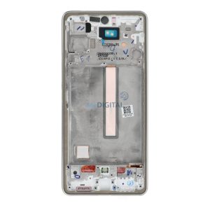 LCD kijelző a SAMSUNG A53 A536 HARD OLED készülékhez, keret ezüst színű
