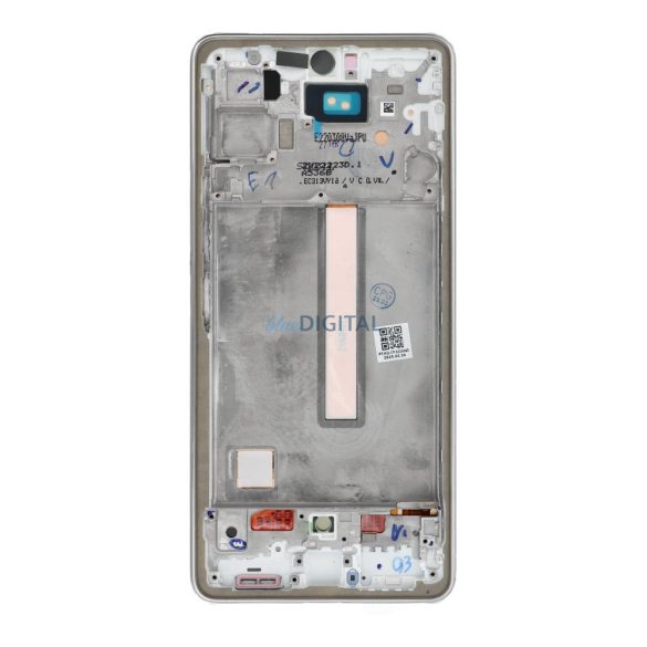 LCD kijelző a SAMSUNG A53 A536 HARD OLED készülékhez, keret ezüst színű