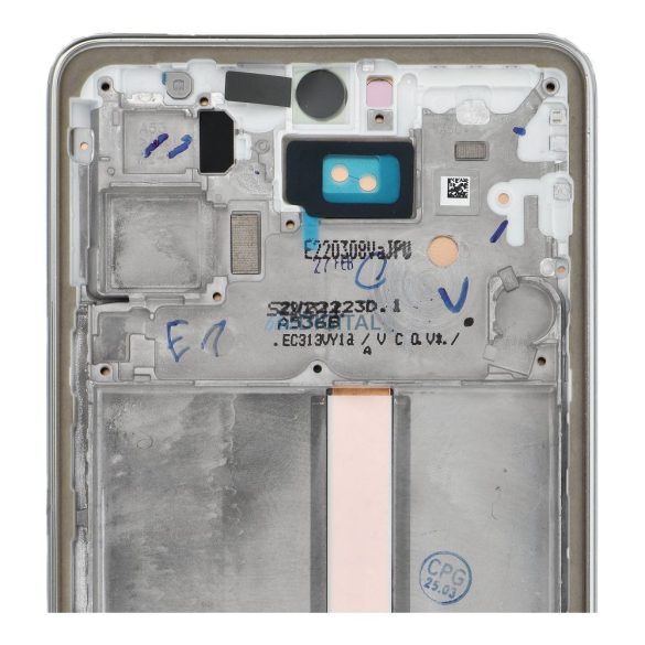 LCD kijelző a SAMSUNG A53 A536 HARD OLED készülékhez, keret ezüst színű