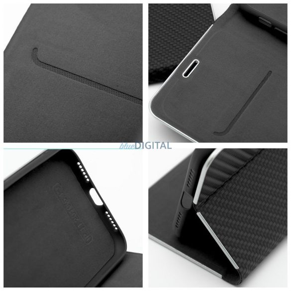 LUNA CARBON könyvtok Xiaomi Redmi Note 14 4G - fekete