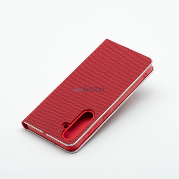 LUNA CARBON könyvtok Xiaomi Redmi Note 14 4G - piros