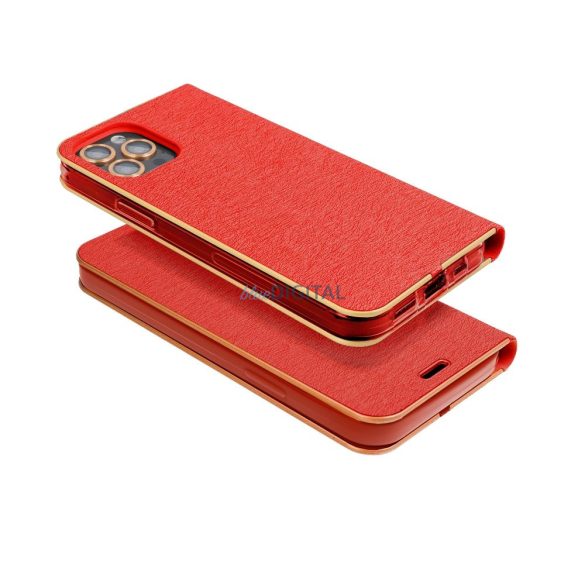 LUNA GOLD könyvtok Xiaomi Redmi Note 14 4G - piros
