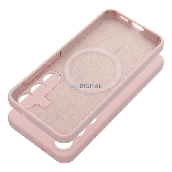 SILICONE 2mm MagSafe-kompatibilis tok Samsung Galaxy S25 Ultra - halvány rózsaszín