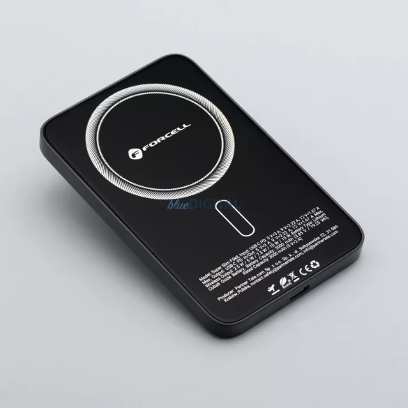 FORCELL F-ENERGY F5K8 Super Slim powerbank kompatibilis MagSafe PD3.0 QC4.0 15W 5000 mAh feketével