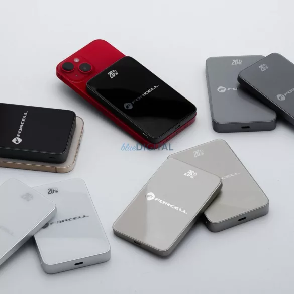 FORCELL F-ENERGY F5K8 Super Slim powerbank kompatibilis MagSafe PD3.0 QC4.0 15W 5000 mAh feketével