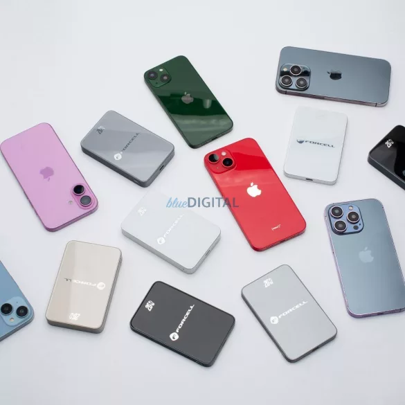 FORCELL F-ENERGY F5K8 Super Slim powerbank kompatibilis MagSafe PD3.0 QC4.0 15W 5000 mAh feketével