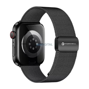 FORCELL F-DESIGN FA14 mágneses rozsdamentes acél szíj APPLE Watch 38 / 40 / 41 mm fekete