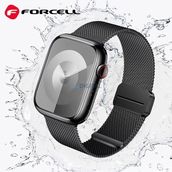 FORCELL F-DESIGN FA14 mágneses rozsdamentes acél szíj APPLE Watch 38 / 40 / 41 mm fekete