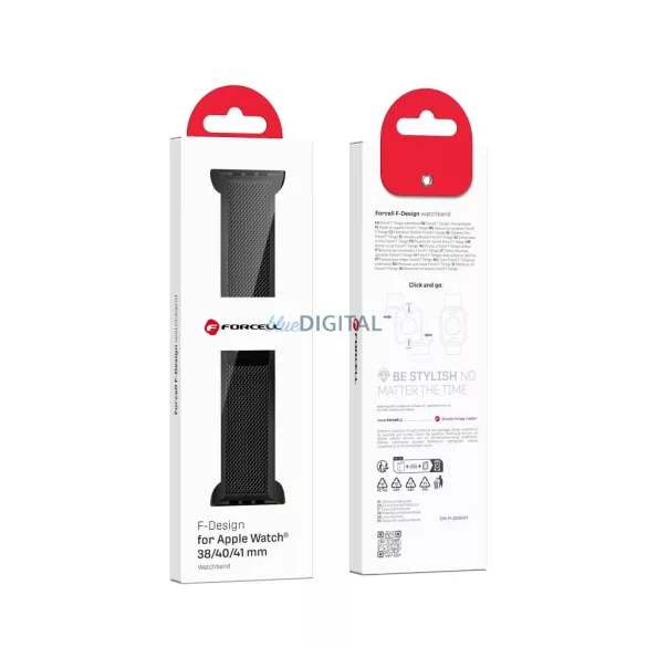 FORCELL F-DESIGN FA14 mágneses rozsdamentes acél szíj APPLE Watch 38 / 40 / 41 mm fekete