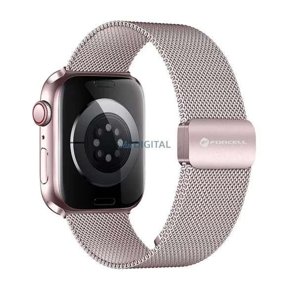 FORCELL F-DESIGN FA14 mágneses rozsdamentes acél szíj APPLE Watch 38 / 40 / 41 mm-es rózsaszín 