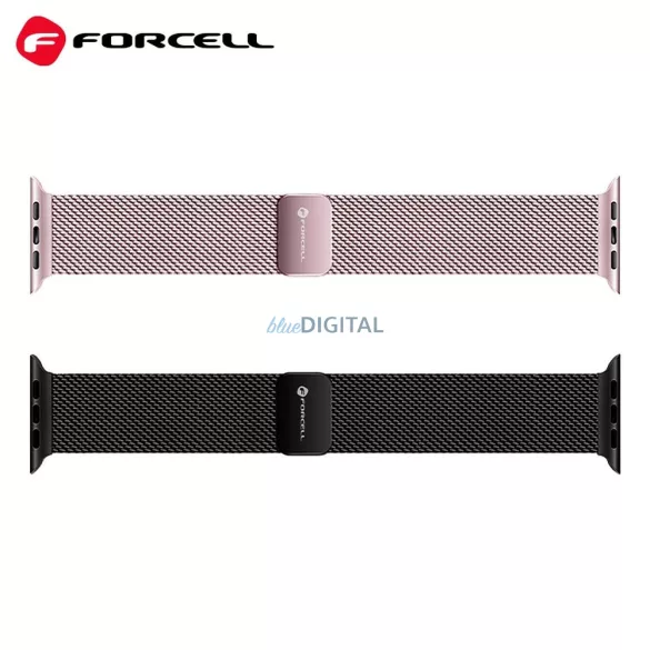 FORCELL F-DESIGN FA14 mágneses rozsdamentes acél szíj APPLE Watch 38 / 40 / 41 mm-es rózsaszín 
